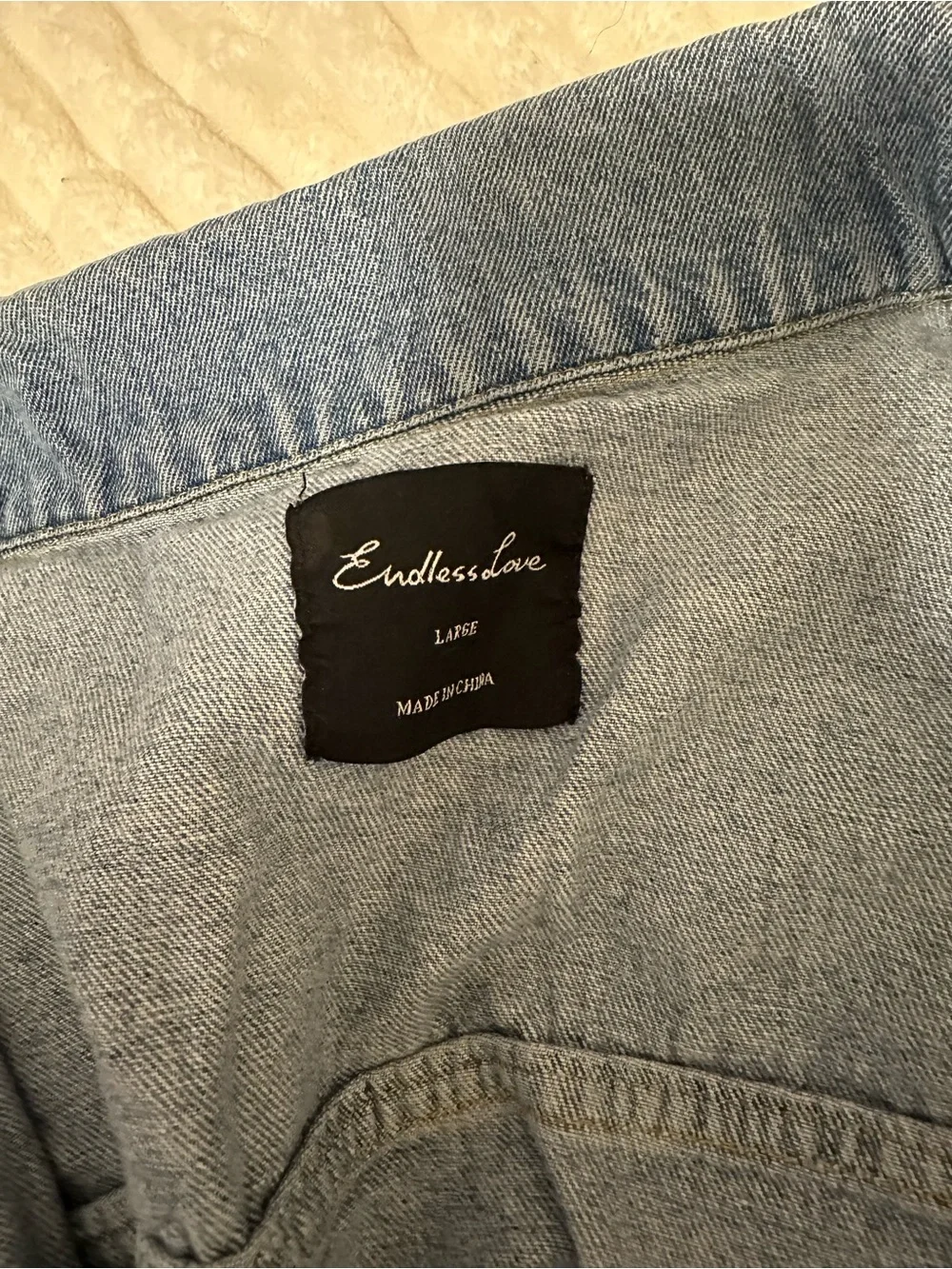 Endless Love Women’s Light Blue Distressed Denim Jacket